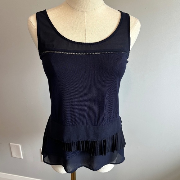 RW&CO. Navy Sleeveless Blouse - Picture 1 of 9